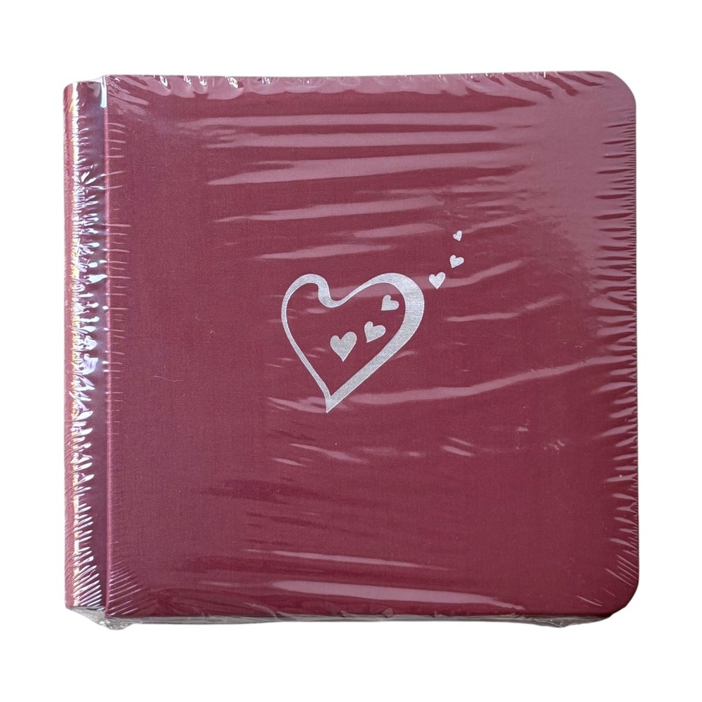 RED HEART Creative Memories 7x7 Album & White Pages NEW Valentine Silver Hearts